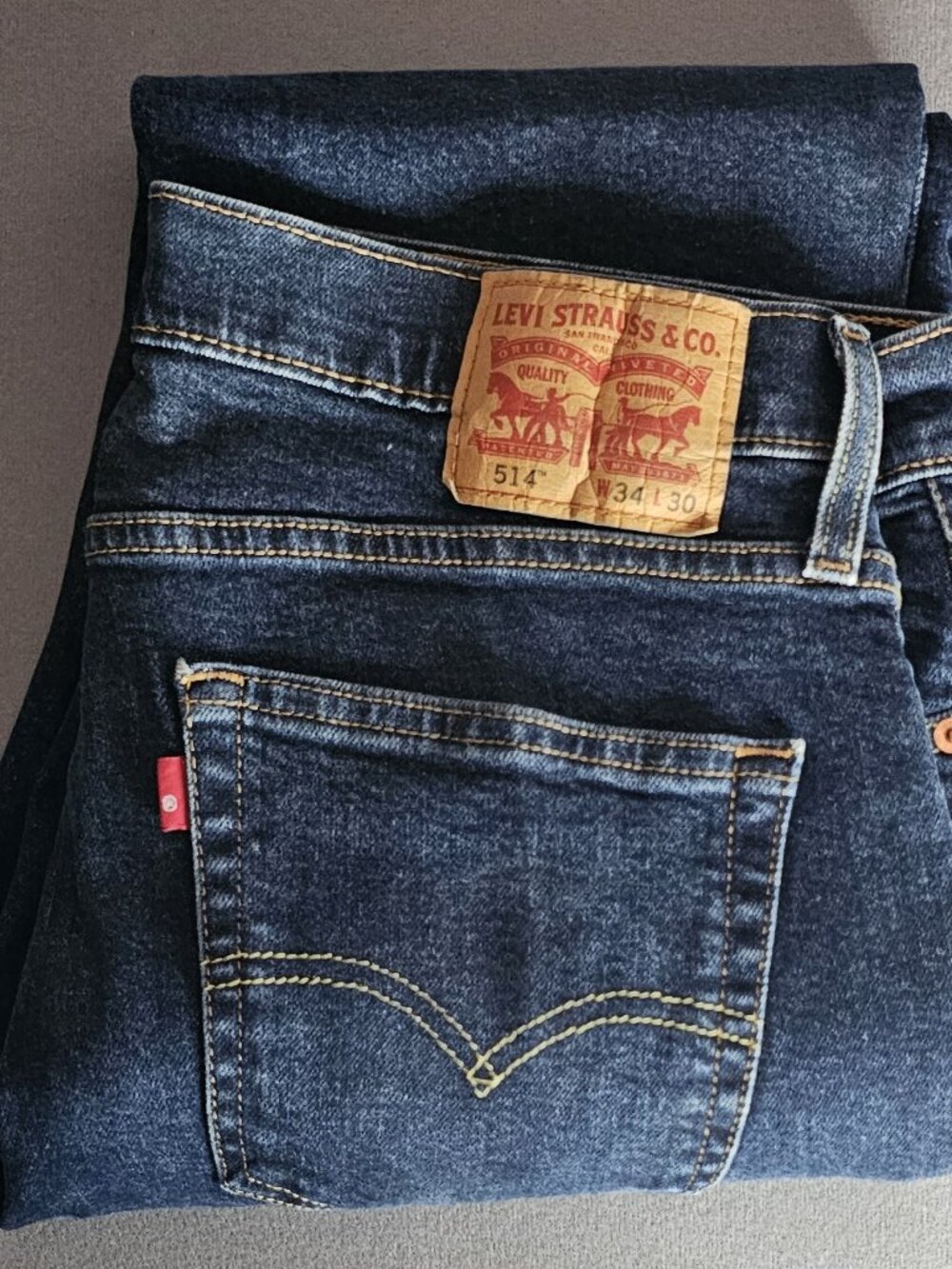 Levis 514 Jeans Men 34X30 Slim Fit Straight Leg Dark Wash Denim - Picture 3 of 6